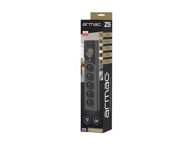 PROTECȚIE LA SUPRATENSIUNE ARMAC Z5 3M 5X PRIZE FRANCEZE 10A ORGANIZATOR CABLU NEGRU 5